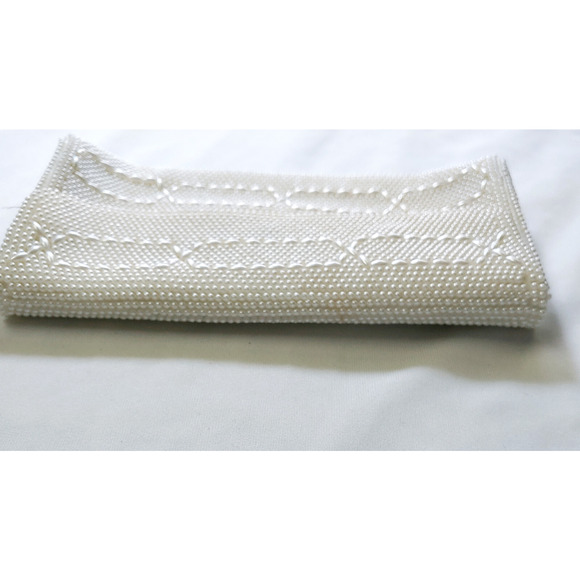 Vintage Beaded Ivory Clutch Purse Formal Evening, Weddings-Bride Japan Pre-Owned - Picture 8 of 16